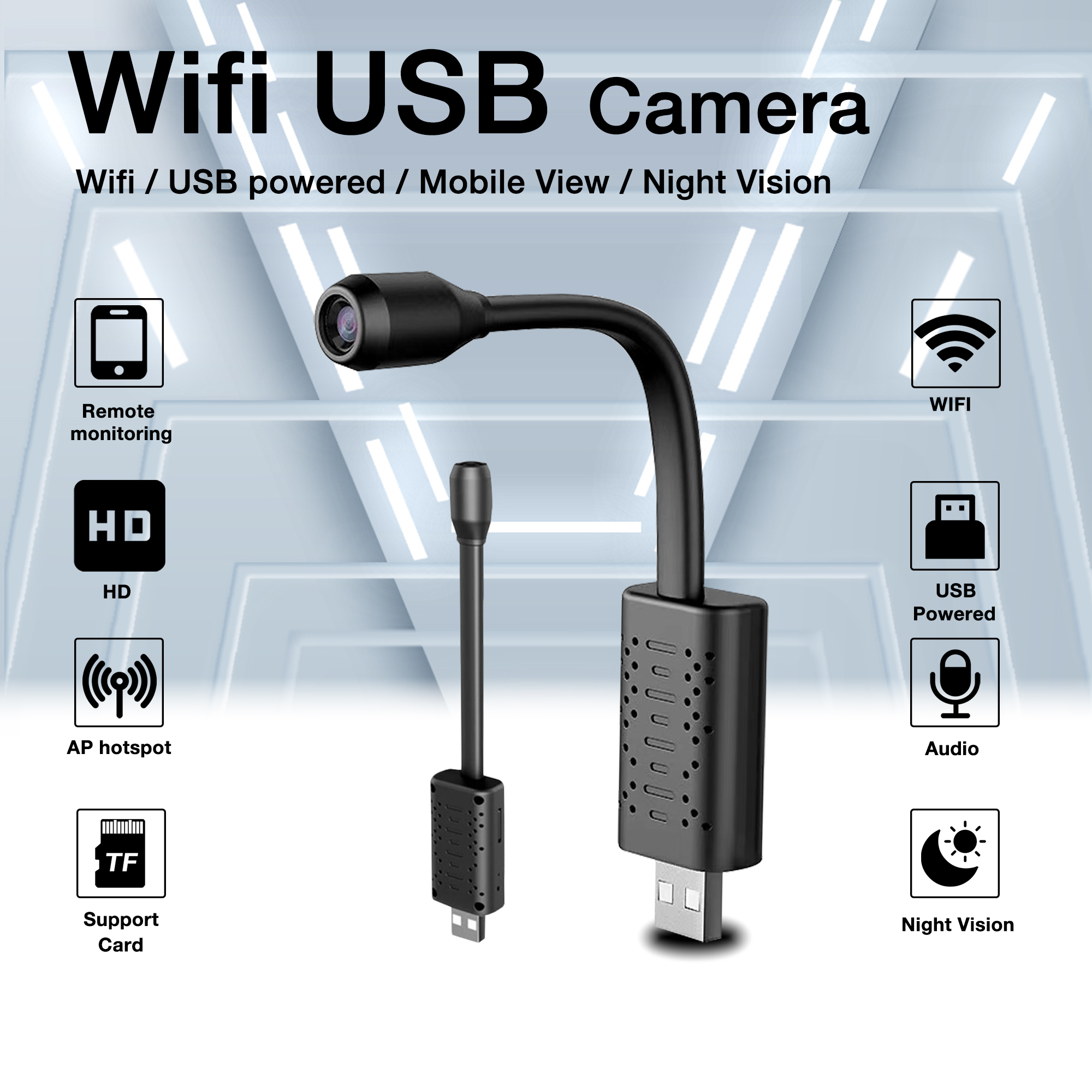 Wifi IP USB V380 Wireless Surveillance Camera HD USB Portable Home Small Portable Camera